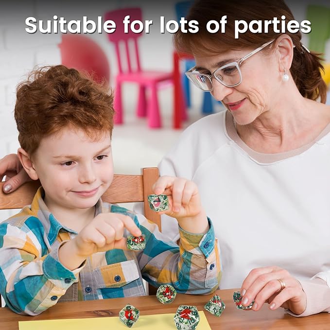 OriCraft Mushrooms Dice DND Dice Set with Poisonous Mushrooms Inside Dungeons and Dragons Polyhedral Role Playing Gaming Dices D20 Dice 7 Set Halloween Dices