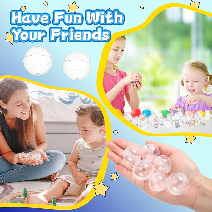 Libima 300 Pcs Gumball Machine Capsules Round Capsules 1.1" 1.25" Vending Machine Capsules Empty Clear Balls Toys Small Gumball Containers for Surprise Prize Party Favor (Clear)