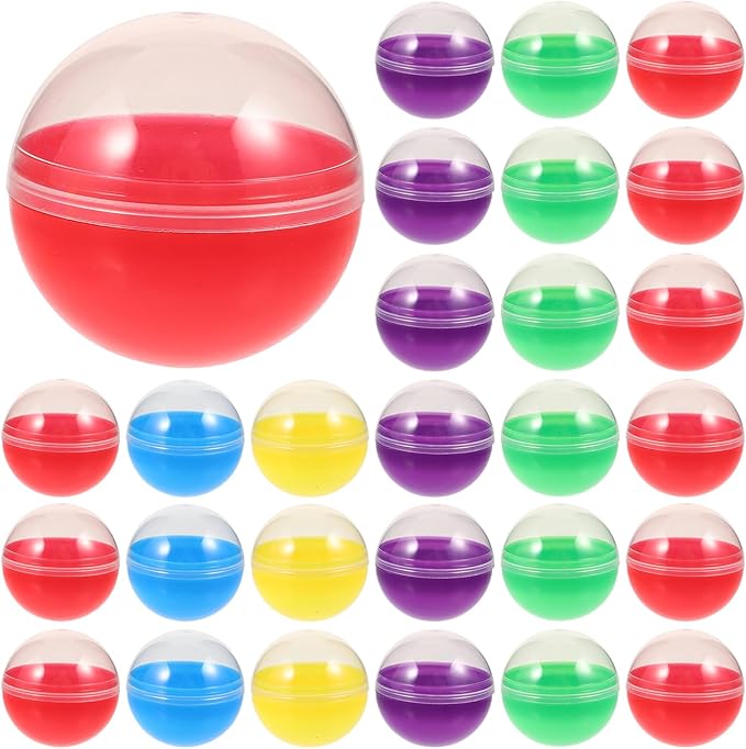 Yardwe 60Pcs Gumball Vending Machine Capsules, Empty Clear Colored Round Capsules Plastic Containers for Prizes Party Favors (1.8 Inch, Random Colors)