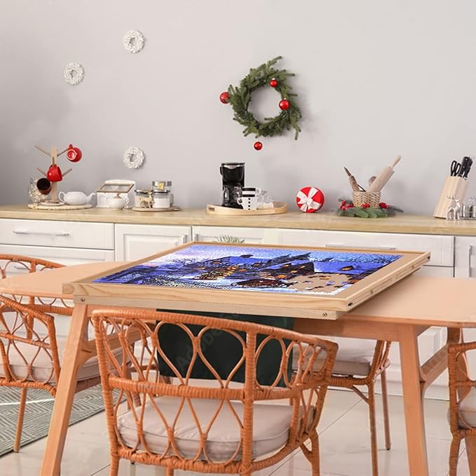 Yacona Puzzle Board 1500 Pieces,34.3”x 26.5” Jigsaw Puzzle Table with 4 Drawers and Cover,Portable Board GameTable with Folding Legs for Adults and Teens