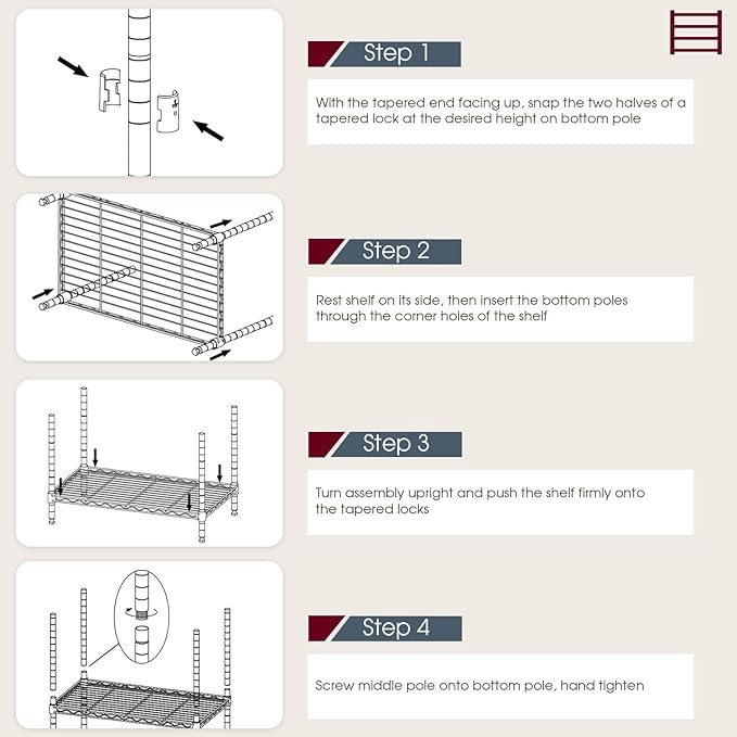 BestOffice 18x48x77 Storage Shelves Commercial Heavy Duty Metal Shelves Garage Organizer Wire Rack Shelving Storage Unit Shelf Adjustable Utility 6000 LBS Capacity,Black