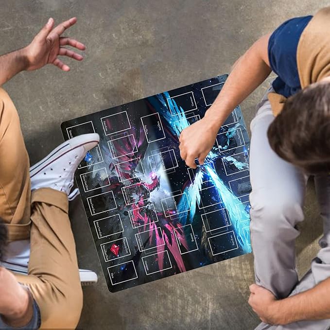 Card Rubber Mat - 2 Player, Square playmat for Gamer 60x60cm/23.6x23.6inch