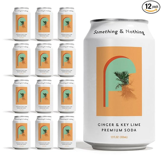 Something & Nothing Ginger & Lime Flavoured Sparkling Water | Lightly Carbonated, Full Flavoured with Added Grape & Lemon Juice | Vegan & Low Calorie Soda | 12 Fl Oz Cans (Pack of 12)