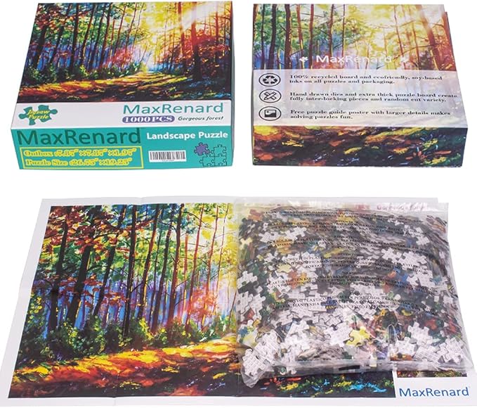 MaxRenard Game Jigsaw Puzzle 1000 Pieces for Adult Scenery Gorgeous Forest Challenge Toy Pieces Fit Together Perfectly