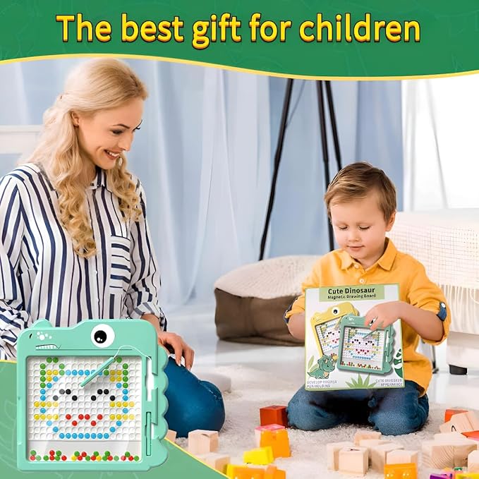 Dinosaur Magnetic Drawing Board, Magnetic Drawing Board for Toddlers, Suitable for Children Aged 3, 4, 5, 6, 7, and 8, Boys and Girls' Enlightenment Education Travel Toys