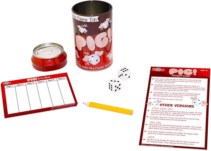 6 Pack Family Dice Games for Kids and Adults 4-8, 8-12 - Tin Can Travel Table Games and Activities, Farkle, Snake Eyes, Bunco, Dice of Liars, More | Family Game Night Bundle