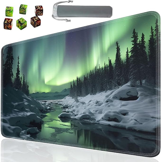 Board Game for TCG Playmat Table Mats Games Size 60X35 cm Mousepad Compatible for MTG RPG CCG Trading Card Game Play mats with 6 Dice (Playmat 139) Aurora