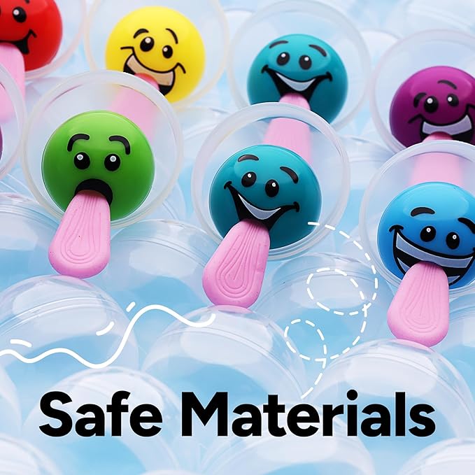 Entervending Empty Clear-Colored Round Capsules 2 inch 25 pcs Bulk 7 Colors Capsule for Toy Gumball Machines Plastic Containers Surprise for Kids Party