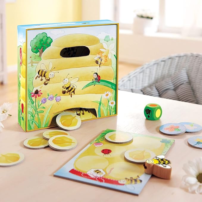 HABA My Very First Games Hanna Honeybee - 2 Cooperative Color Die Games Ages 2+ (Made in Germany)