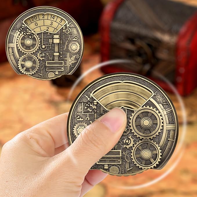 Spinner DND Dice Set, 7-in-1 Fingertip Gyro Metallic DND Dice, DND Starter Set, Dungeon Gears Dice Spinner for DND Dice Set, D&D Gifts with Gift Box, Role Playing Game Board Game Accessories, Bronze