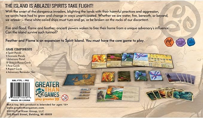 Greater Than Games | Spirit Island: Feather & Flame - Foil Panels | Cooperative Strategy Board Game Accessory | Premium Component Upgrade