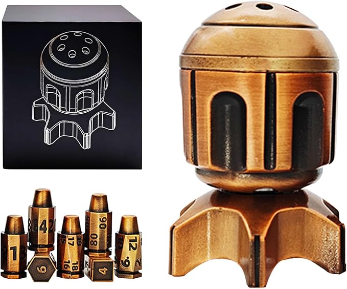 Roulette Dice Spinner for DND Dice Set, 7 Metallic Polyhedral D&D Dice with Gift Case for Dungeons and Dragon Game, RPG Role Playing Table Game Gifts (Black Gold)