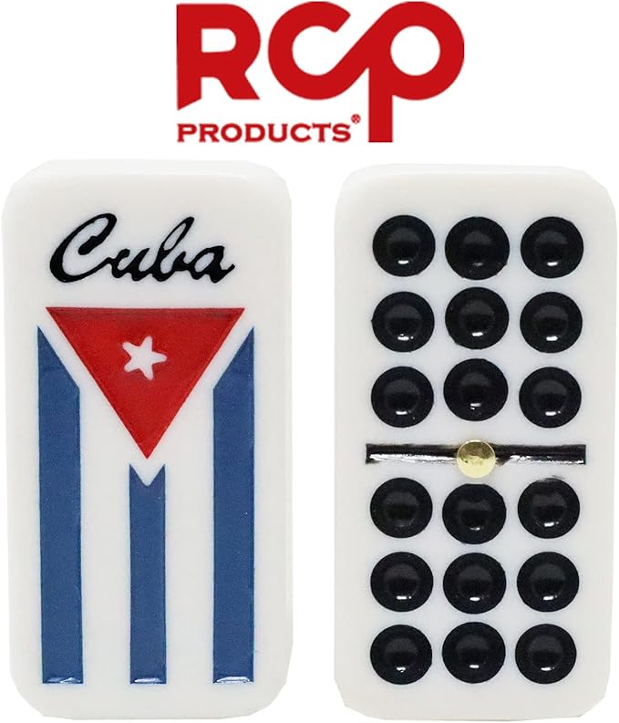 Dominos Set for Adults – Professional Double 9 Dominoes Set of 55 Tiles, Metal Spinner, Classic and Travel Board Game with Wood Case Juegos de Mesa (Cuban Flag)