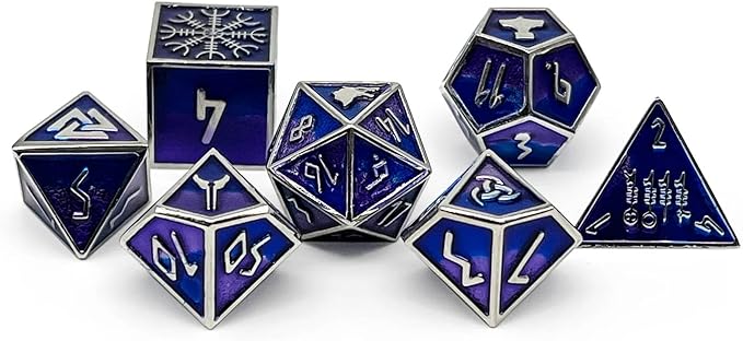 Norse Foundry Hati Norse Series: 7-Piece Metal Dice Set for RPG, DND, Pathfinder - Premium Craftsmanship, Stylish Design and Family Fun, for Gamers