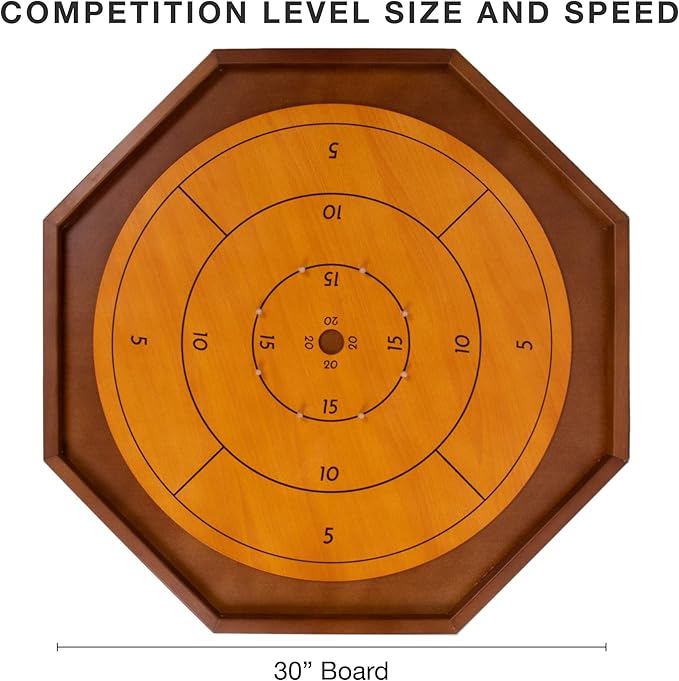 Tournament Crokinole & Checkers | Classic Dexterity Board Game for Two Players | 24 Black & White Discs & Game Board | 30 Inch