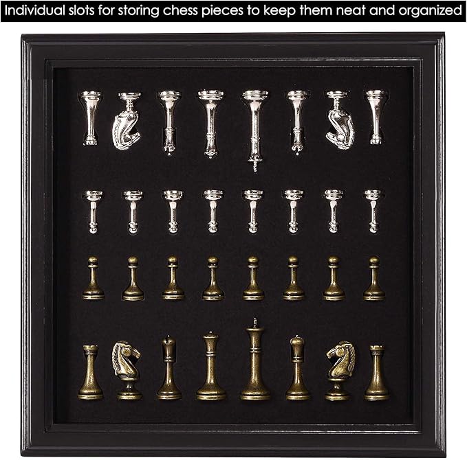 AMEROUS 12.5 inches Wooden Chess Set with Metal Chess Pieces,Classic Board Game w/ 2.5'' King/Storage for Chessmen/Instructions, Chess Sets for Adults, Kids, Beginner