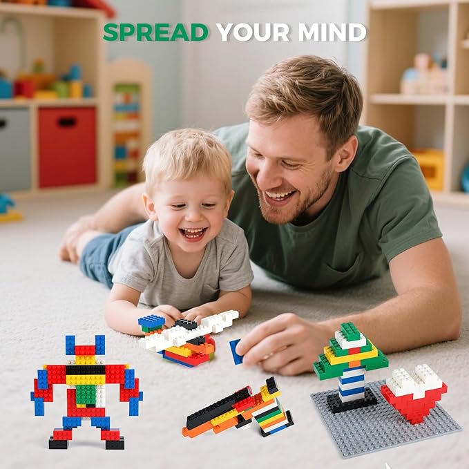 500 Piece Classic Building Bricks and 1 Gray Baseplate, 2x4 Bricks Bulk Creative Building Toys, Blocks Bulk for Kids Ages 6+, 7 Colors