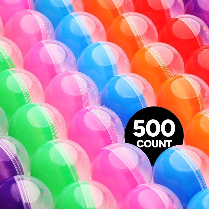 Capsule Vending Machine Translucent Round Capsules Empty 500 pcs 2 inch - Gumball Machine Capsules Bulk Party Favors Containers - Easter Basket Stuffers Gifts Pinata Stuffers DIY Craft Supplies