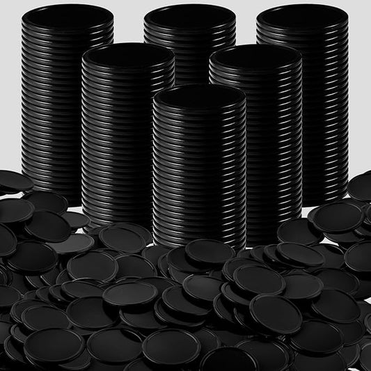 Coopay 1000 Pieces 1 Inch Bingo Chips Bulk, Bingo Markers for Math Practice, Plastic Learning Counters Disks Counting Discs and Poker Chips Game Tokens Kids Reward (Black)