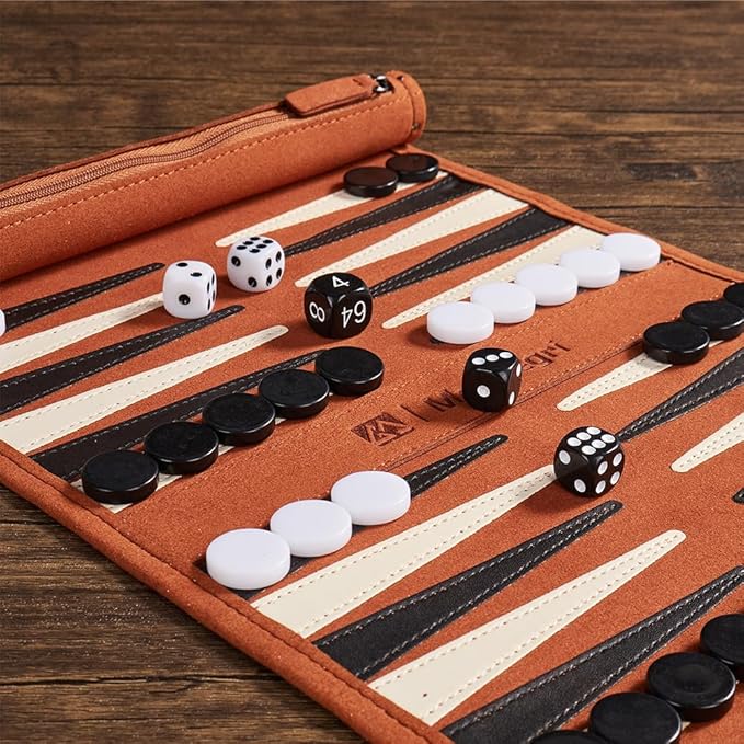 Backgammon Game Set - Roll up Board Games- Portable Travel Backgammon for Companion. Multiple Colors