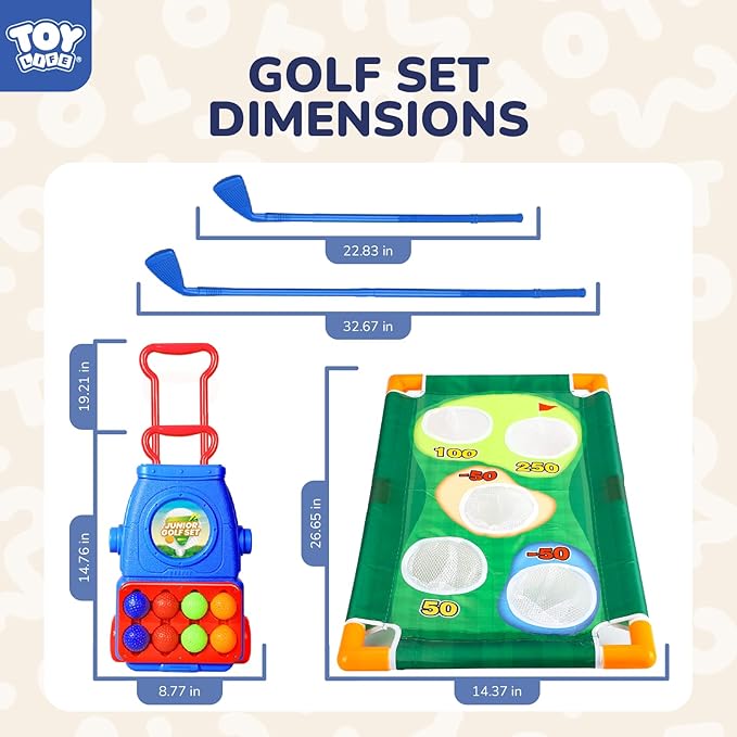 TOY Life Kids Golf Clubs Set 3-5 Toddler Golf Set for Age 5-8, Indoor and Outdoor Golf Toys Birthday Gift