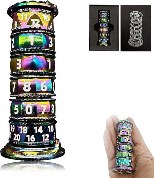 Dragonstone Keep Roulette Dice Spinner for DND Dice Set, 7-in-1 Dragon Metallic D&D Dice with Gift Case for Dungeons and Dragon Game, RPG Role Playing Table Game Gifts (Rainbow)