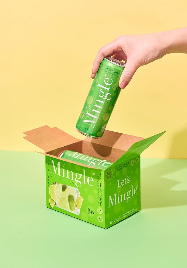 Mingle Mocktails Non Alcoholic Cocktails - Key Lime Margarita, 12 OZ Can, (Pack of 12)
