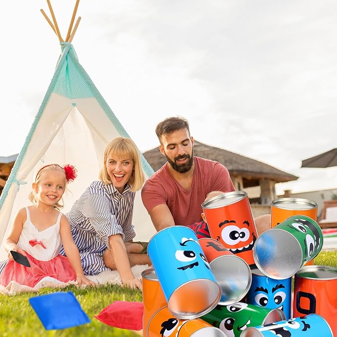 Hungdao 3 Sets Carnival Games Combo Set, Dart Board with Balls Plastic Cones Ring Bean Bags Toss Game for Boys Girls Adults Family Birthday Yard Indoor Outdoor(Vibrant Color, Fun Style)