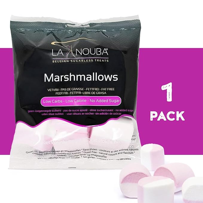 La Nouba Sugar-Free Marshmallows – 2.7 oz. Pack – Low Calorie, Low Carb, Fat-Free and Gluten Free Snack – Traditional Delicious Taste – All Natural and Healthy Marshmallows