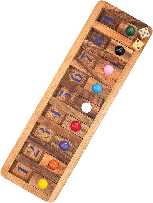 BSIRI Shut The Box Board Games with Math Kids Player Wooden Box of Brain Teaser Puzzles for Family Educational and Get Fun on Game to Teach Kids to Count on Math