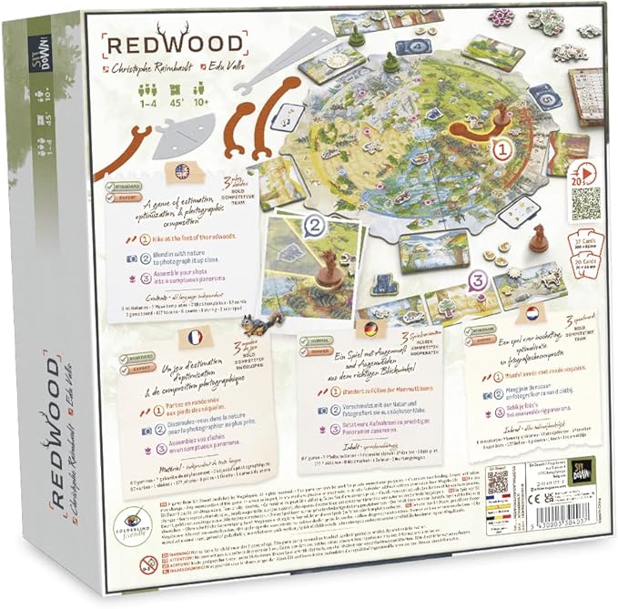 Redwood | A Strategy Board Game for 1-4 Players Take Pictures of Wild Animals to Compose The Most Beautiful Panorama| Ages 8+