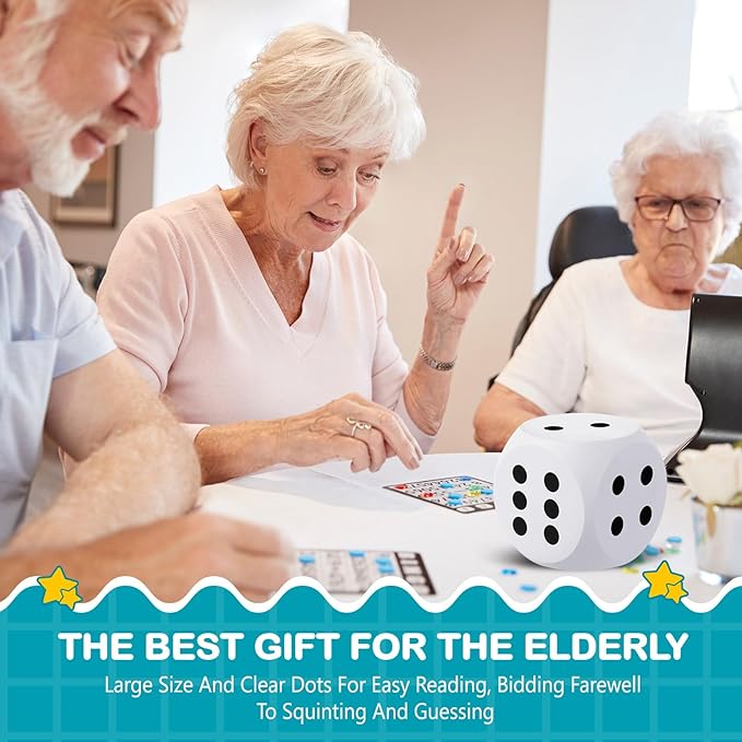 Shappy 6 Inches Foam Dice Fun Filled Large Educational Toy Kawaii Giant Dice Decorative Eva Foam Jumbo Cube Big Square Building Blocks for Game Nights Learning Sessions(White,2 Pcs)