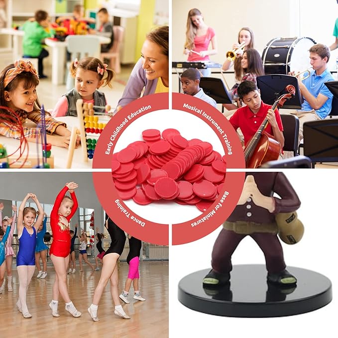 Set of 100 Opaque Plastic Learning Counters Mini Poker Chips Game Tokens with Storage Box (Red, 1 Inch)