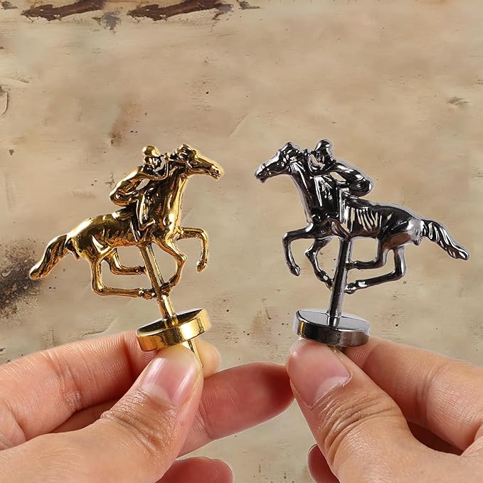 HOROW Horse Racing Board Game Solid Wood Horse Race Card and Dice Board Game Luxury Edition Set with 11 Metal Horses,100 Poker Chips,2 Dices and 2 Boxes of Cards, 15 Inch Light Flame