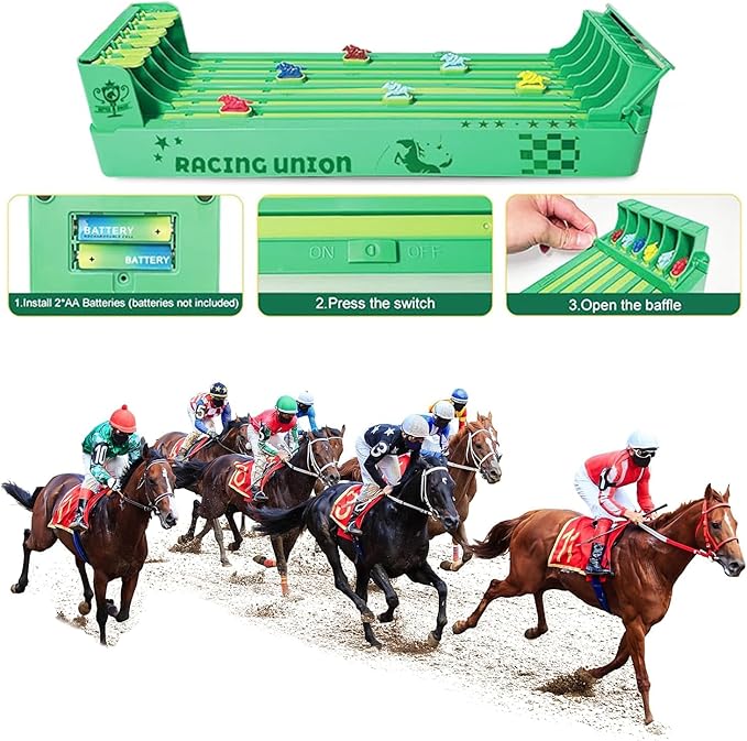 Junbinwon&NP Electronic Horse Racing Game 6-Horse Racing Table Games Portable Family Party Entertainment Games (6 Card and1 erasable Marker Pen Attached)