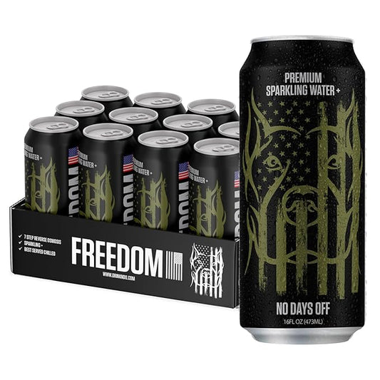 NO DAYS OFF Premium Water+ | Limited FREEDOM Edition (16oz Sparkling (Pack of 12))