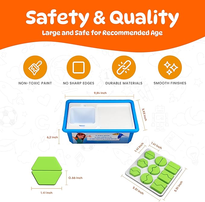 Edu&Kate’s Shape Puzzles for Kids - Montessori Shape Matching Game for Toddlers - 54 Puzzles, 3 Boards, 9 Challenge Cards + Activity Box - Autism & Early Learning Educational Sorters - Stage 4