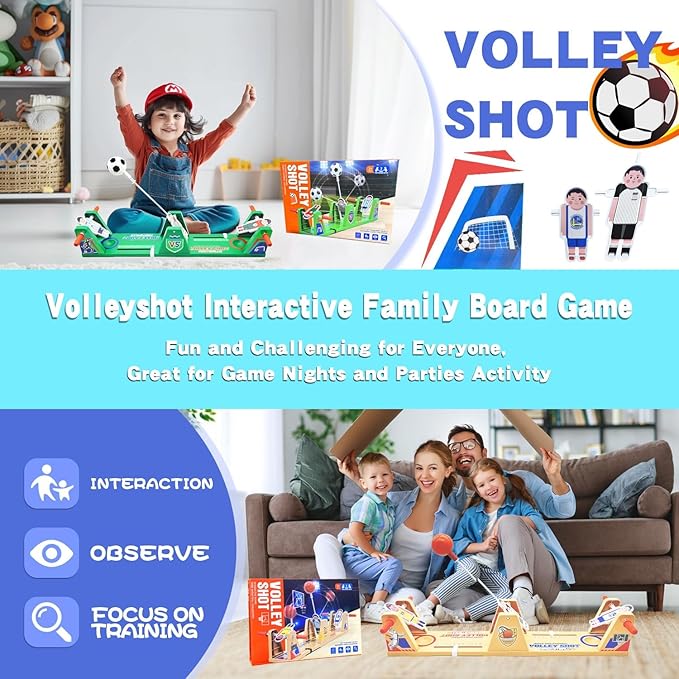 VolleyShot Game Toys, 2 Player Tabletop Board Games, for Family Night & Parties, for Kids & Adults, Toys for Ages 6-14+, Green
