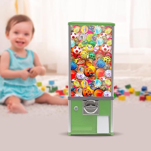 Vending Machine, Gumball Bank Gumball Machines, Mini Vending Machines, Toy Vending Machine for Perfect for Birthdays, Christmas and Kiddie Parties 10.24x10.24x25.2 in (Light Green)