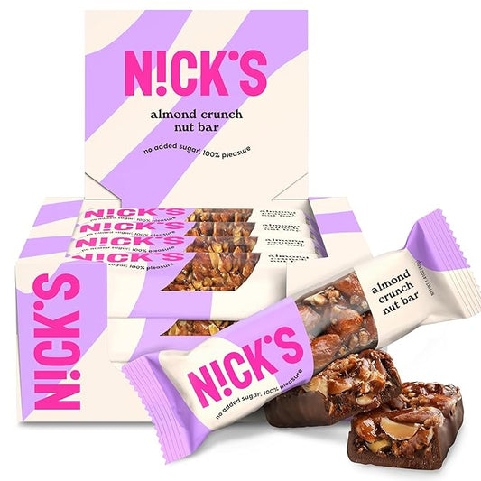 N!CK'S Nick's Keto Nut Bar, Almond Chocolate, Keto Nut Snack for Sports, Hiking & Outdoor Activities, 1G sugar, 3G net carbs, healthy snack, (pack of 12), 12.0 Count, 40.0 grams