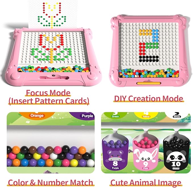 2-in-1 Large Magnetic Drawing Board for Toddlers Kids, Magnetic Color and Number Maze, Magnetic Dot Art Board for Kids, Montessori Education Travel Toys for Kids Boys Girls Age 3 4 5 6 7 8 Years Old
