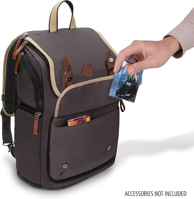 ENHANCE Designer Edition TCG Backpack - MTG Deck Bag Card Binder Space, TCG Deck Box Storage, MTG Playmat Holder - Card Storage Compatible with Magic the Gathering, Pokemon, Lorcana (Canvas Grey)