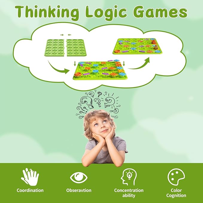 Brain Stem Activity Logic Kits, Board Teaser Games & Puzzles Toys with 200+ Challenges, 4 Difficulty Levels for Kids Ages 3-10, Educational Learning Maze Games for Toddlers