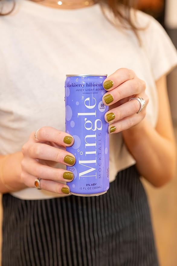 Mingle Mocktails Blackberry Hibiscus Bellini, Premium Non-Alcoholic Drinks, Pre-Mixed Drinks, Healthy Alternatives, Canned Mocktails, 12 fl. oz. Cans, Pack of 12