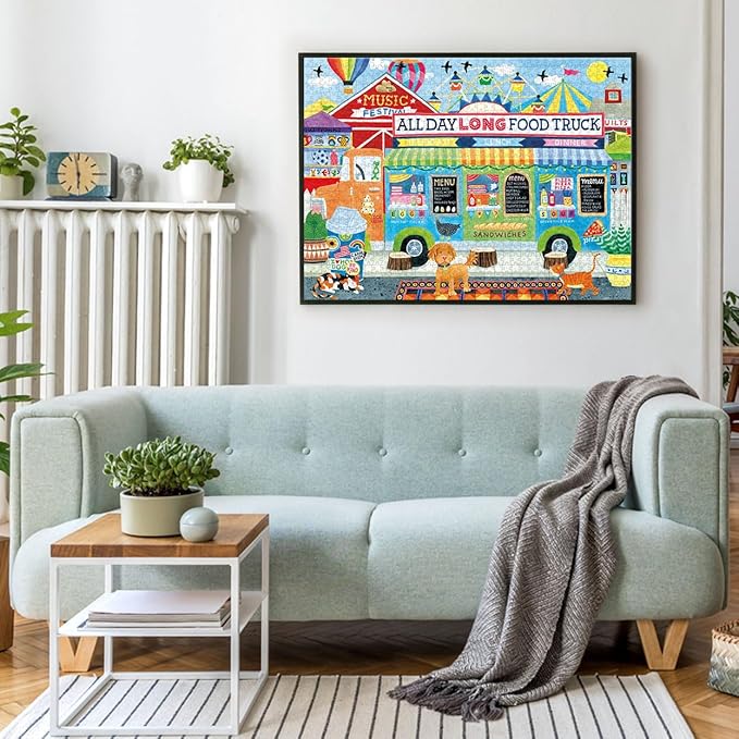 Ceaco - Sapphire Select - Stephanie Peterson Jones - All Day Long Food Truck - 1000 Piece Jigsaw Puzzle – Challenging & Fun – Blue Core Puzzle Board – Giftable Display Box - Full Size Poster Included