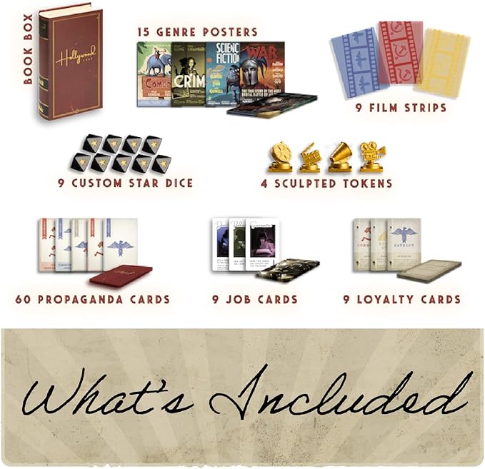 Hollywood 1947 Board Game, Movie Making Game for Friends and Family, Board Game of Cards, Strategy, and Deceit, for 1-9 Players, Ages 14+