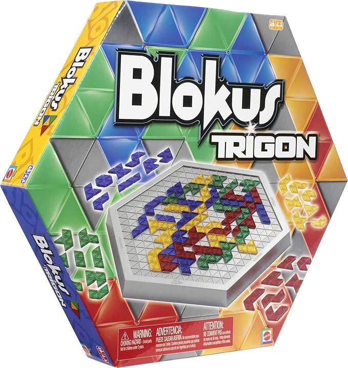 Mattel Games Blokus Trigon Strategy Board Game, Family Game for Kids & Adults with Hexagonal Board & Triangular Pieces (Amazon Exclusive)