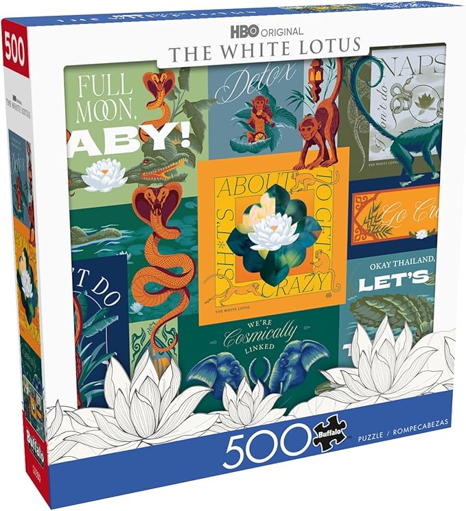 Buffalo Games - Warner Bros - White Lotus Collage - 500 Piece Jigsaw Puzzle for Adults - Challenging Puzzle Perfect for Game Nights - Finished Size is 21.25 x 15.00