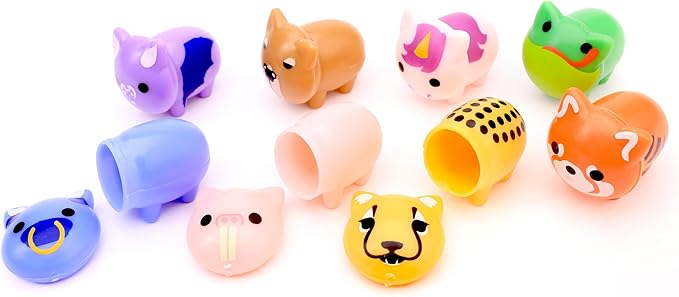 Entervending Farm Animal Figurine Toys in Capsule - 50 Pcs -1.1 Inch Plastic Capsules with Assorted Pets & Animals Mini Figurines for Kids - Easter Basket Stuffers - Toy Vending Machine Refill