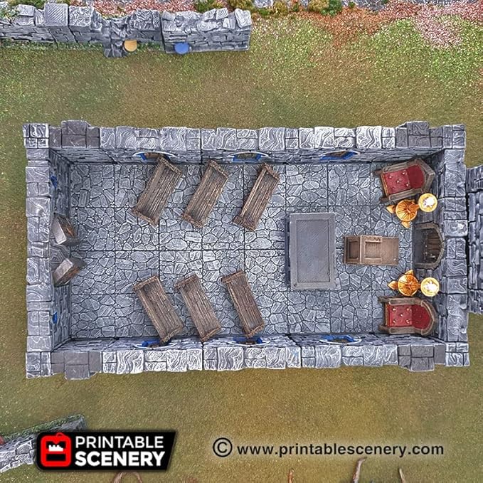 3DEGOS Church Chapel Chattels Furniture Set DND Terrain 28mm for Dungeons and Dragons, D&D, Pathfinder, Warhammer 40k, RPG, Miniatures, Age of Sigmar, Tabletop, D and D, Dungeons and Dragons Gifts
